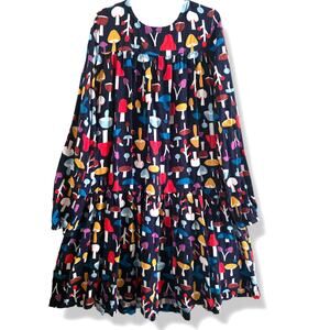 Hanna Andersson Girls 10 High Yolk Woven Twirl Dress Moody Mushrooms